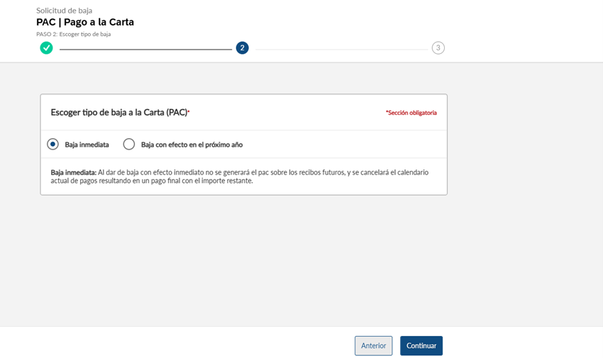 Confirmar Baja Inmediata