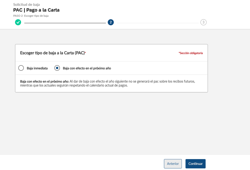 Confirmar Baja Próximo Año