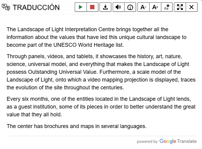 Opciones texto traducido