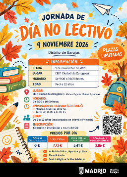 D&iacute;a no lectivo 9 nov 2026 Barajas