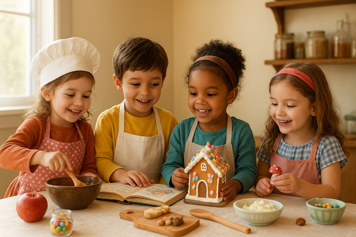 Ni&ntilde;os jugando con comida
