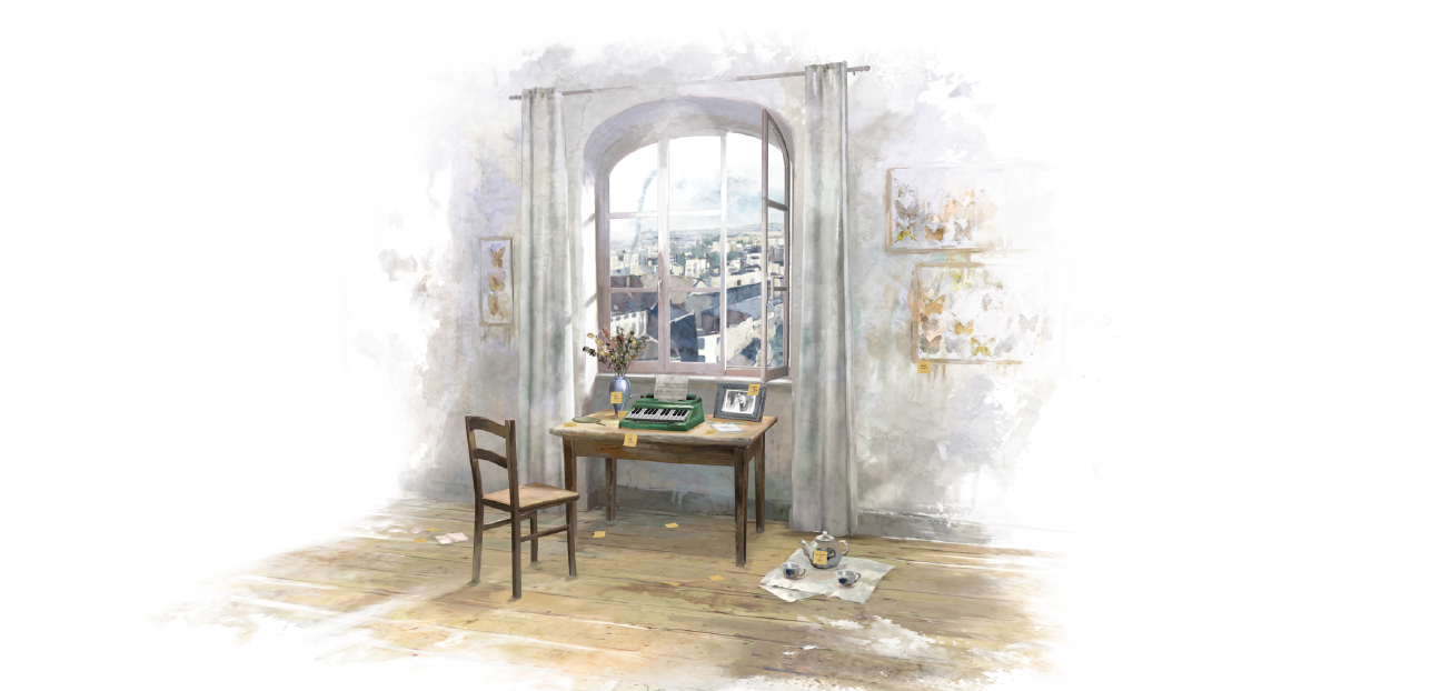 Ilustraci&oacute;n de una ventana y el mobiliario de una habitaci&oacute;n