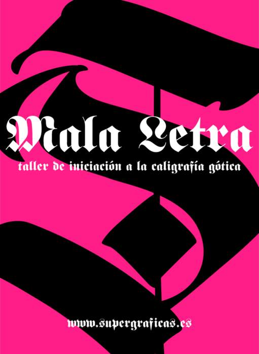 Ilsutraci&oacute;n con letras g&oacute;ticas en tonos rosas y negros