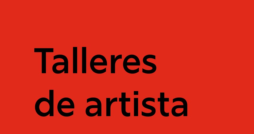 Texto talleres de artista sobre fondo rojo