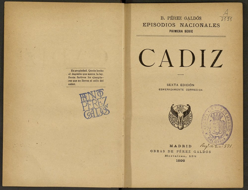 Episodios Nacionales. Cádiz, de Benito Pérez Galdós