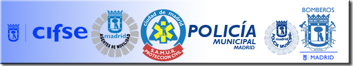 Imagen de Logos del CIFSE, Agentes de Movilidad, SAMUR-Protección Civil, Policía Municipal y Bomberos de Madrid