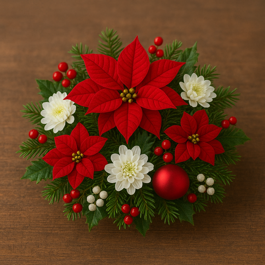 Imagen de un centro de mesa navideño creado con IA