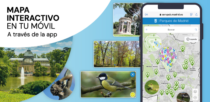 Imagen del folleto de la aplicación Parques de Madrid