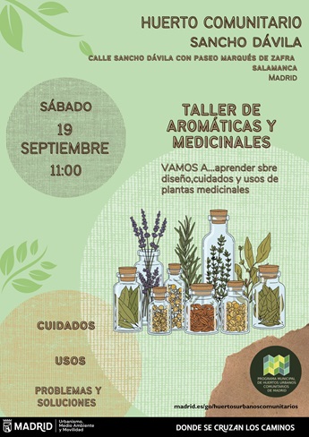 Taller de aromáticas y medicinales en el Huerto Urbano Comunitario Sancho Dávila