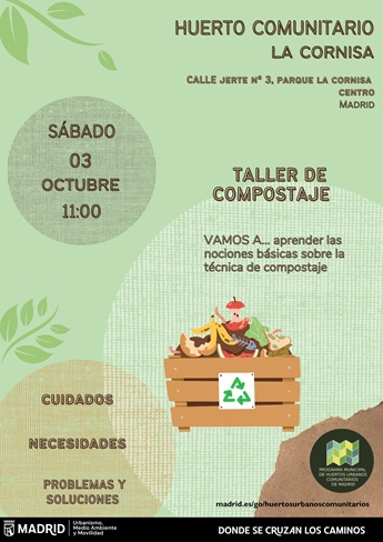Taller de compostaje en el Huerto Urbano Comunitario La Cornisa