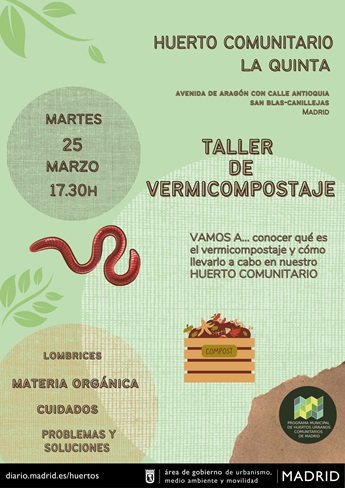 Imagen Taller de vermicompostaje en el Huerto Urbano Comunitario La Quinta