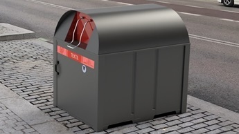 Imagen de contenedor de recuperación textil en Madrid