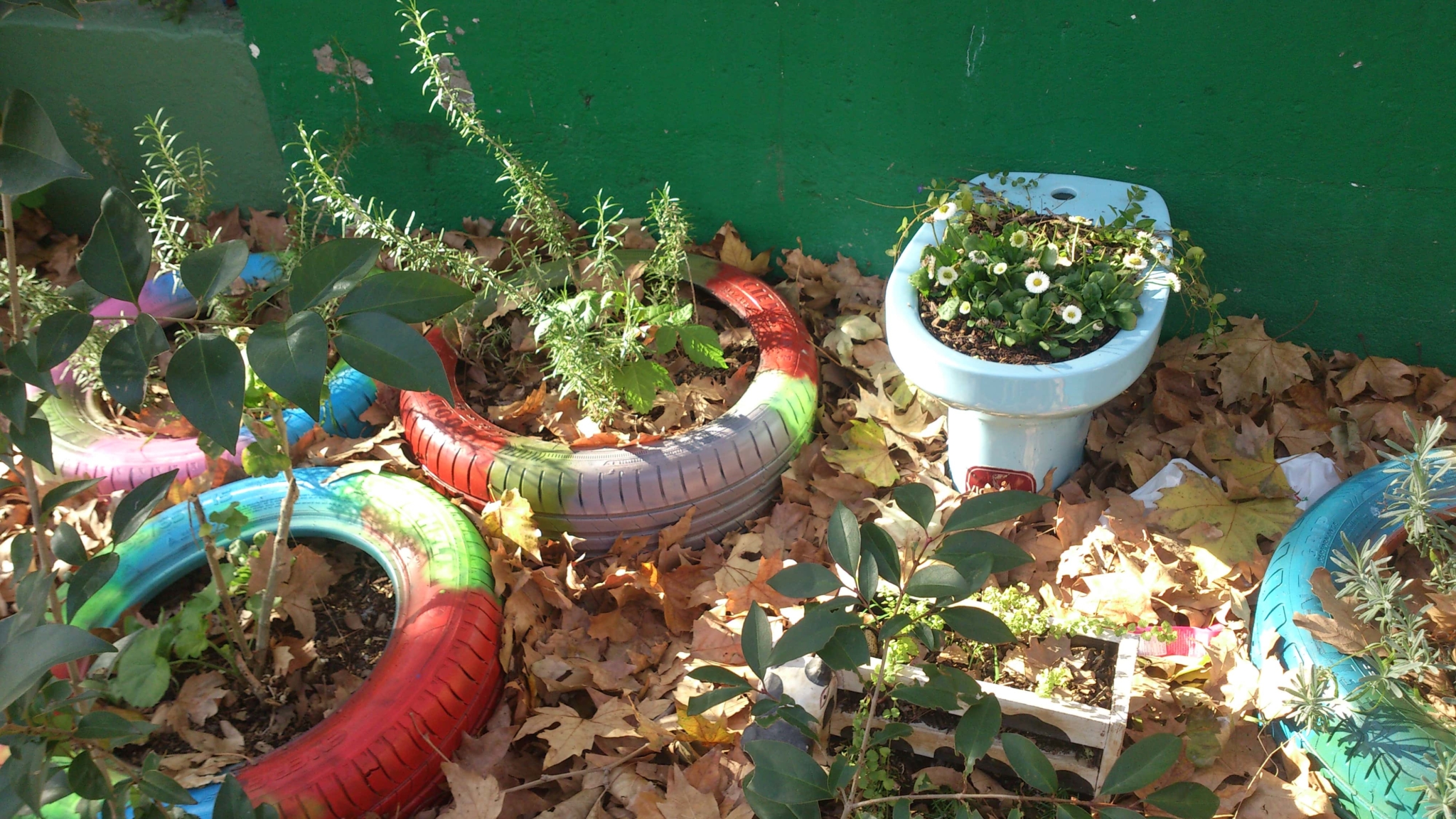 Neumáticos como macetas