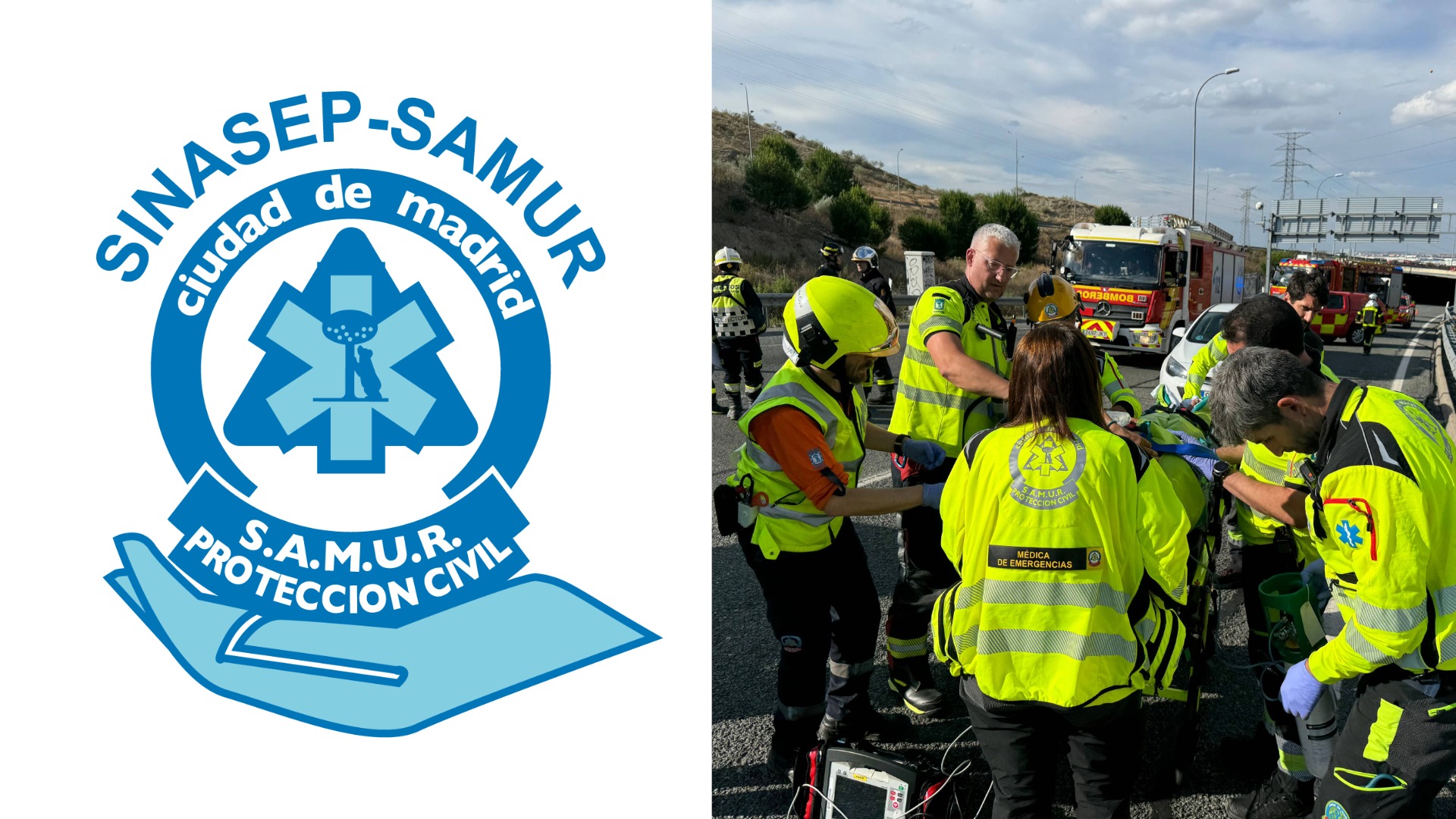 Imagen con logotipo SINASEP-SAMUR y un equipo trabajando