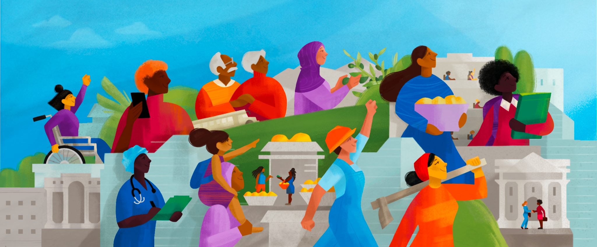 ilustración con diferentes mujeres