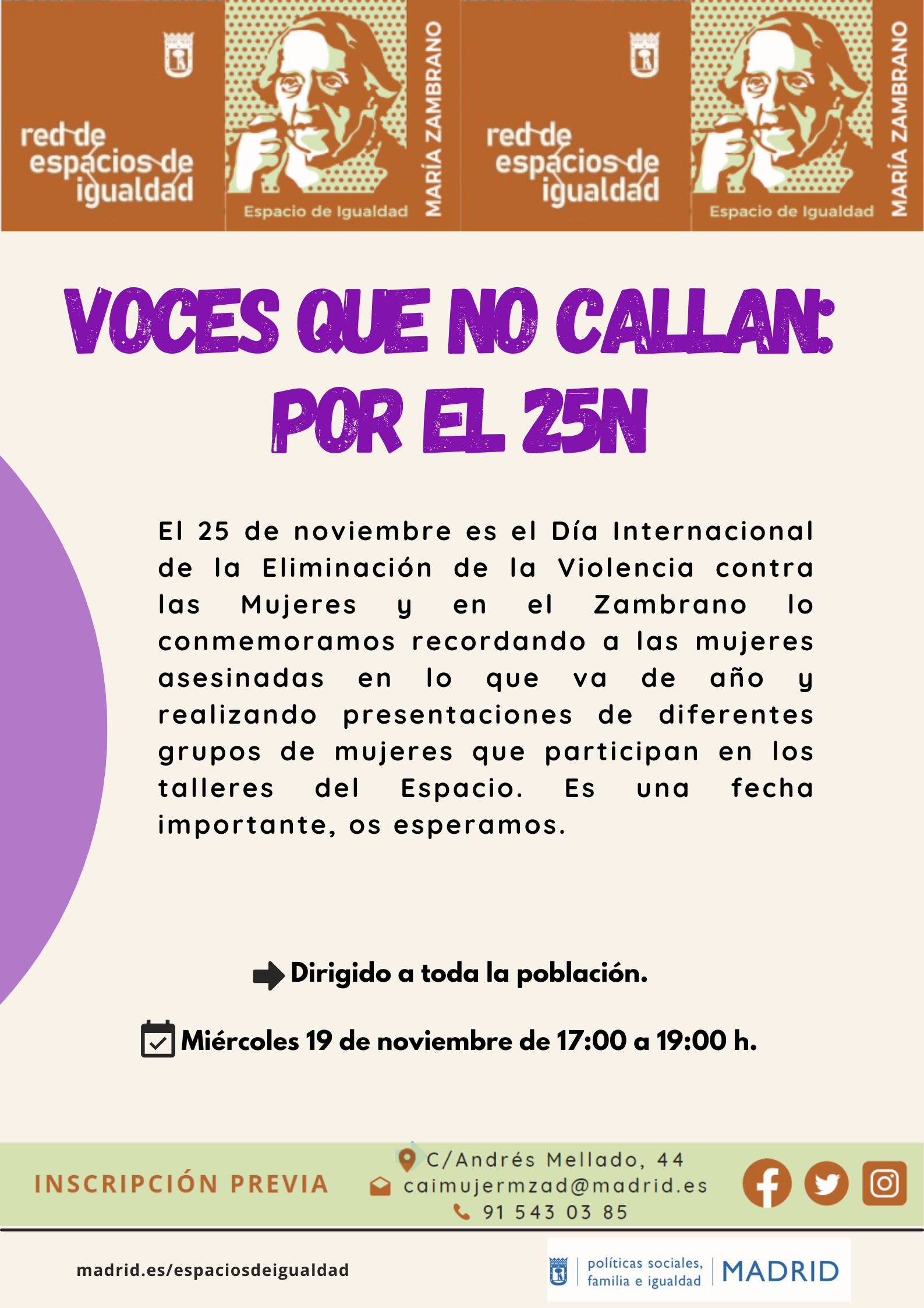 Cartel con el texto contenido en web