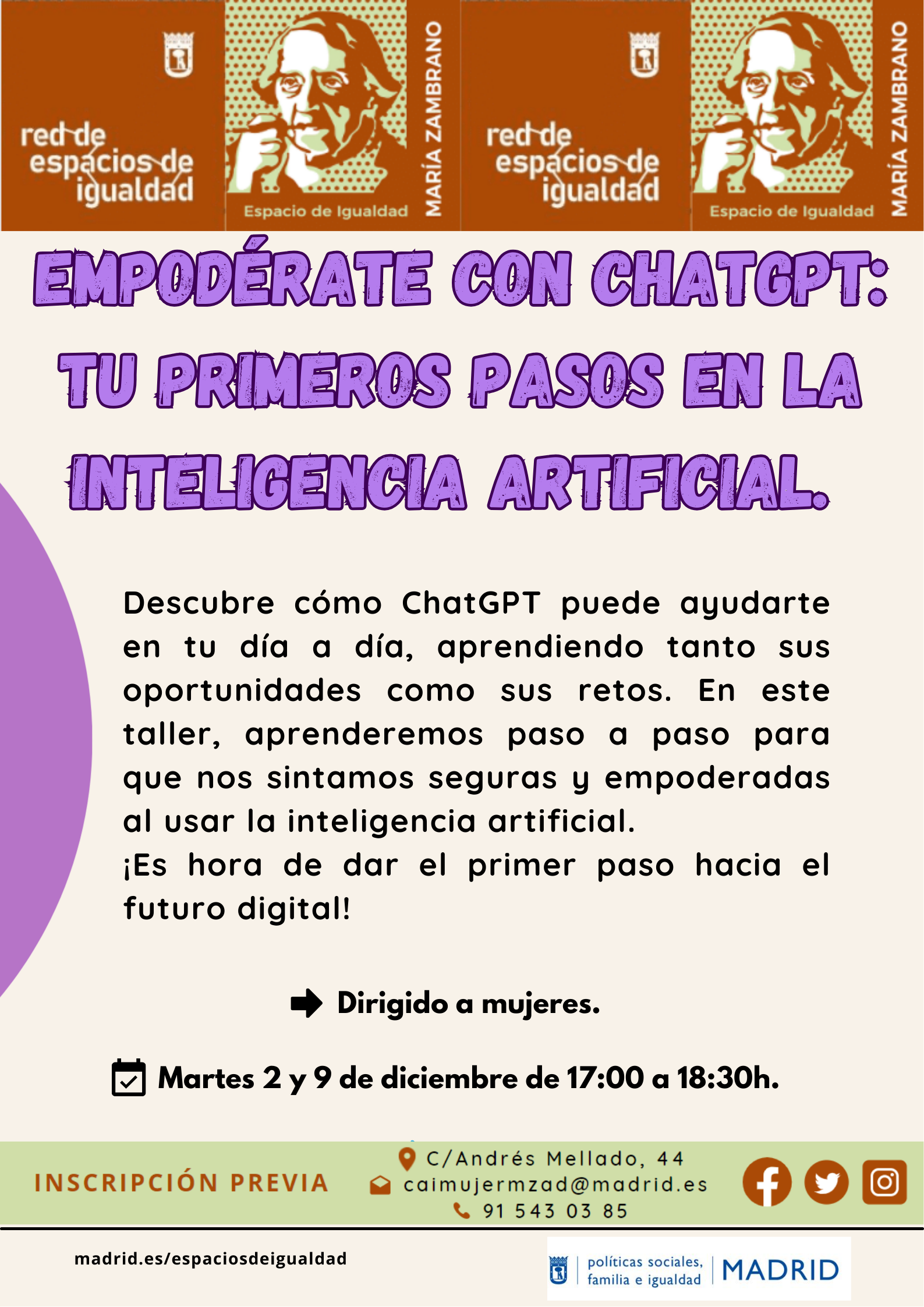 Cartel con el texto contenido en web