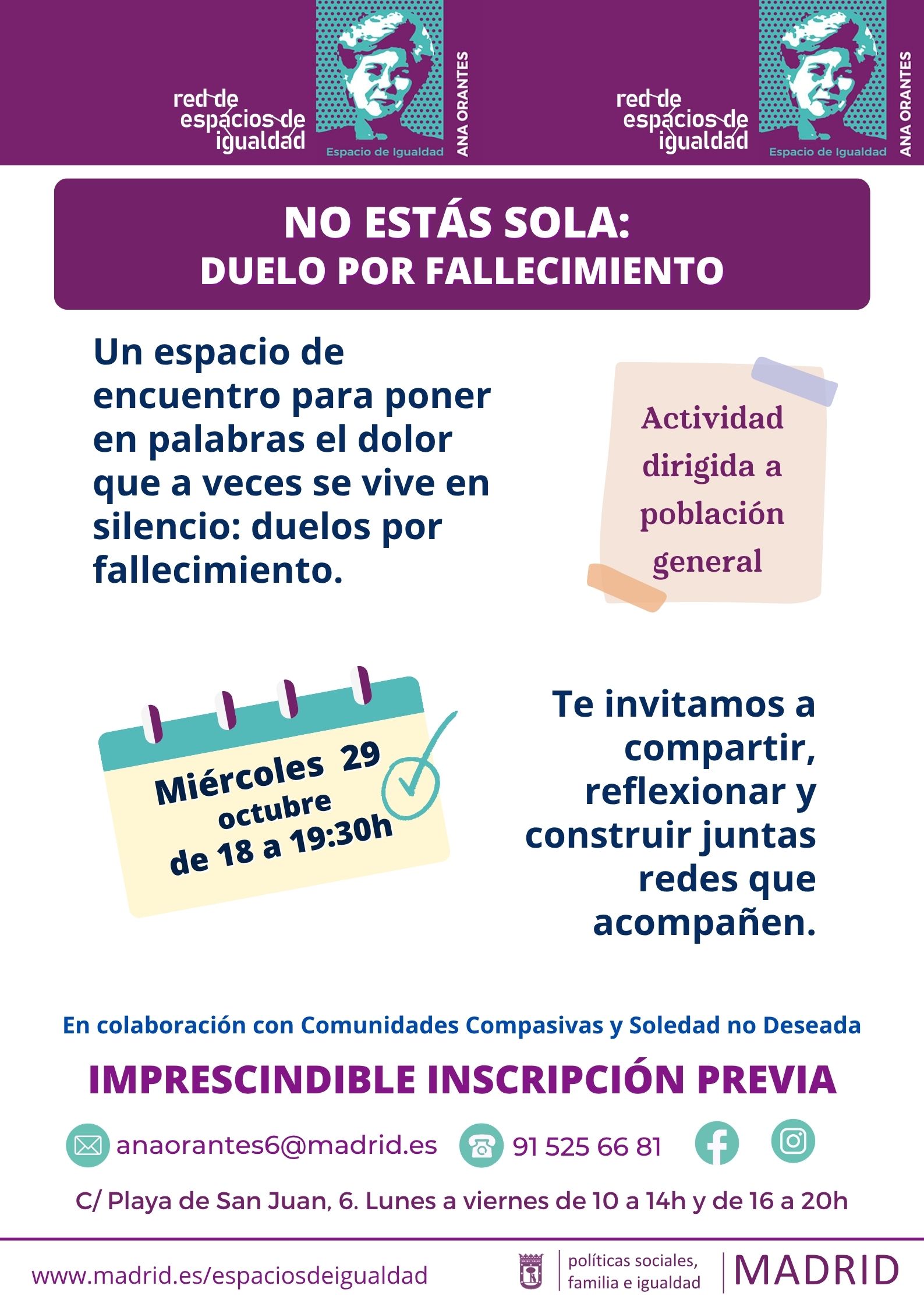 cartel informativo con texto similar al publicado en web