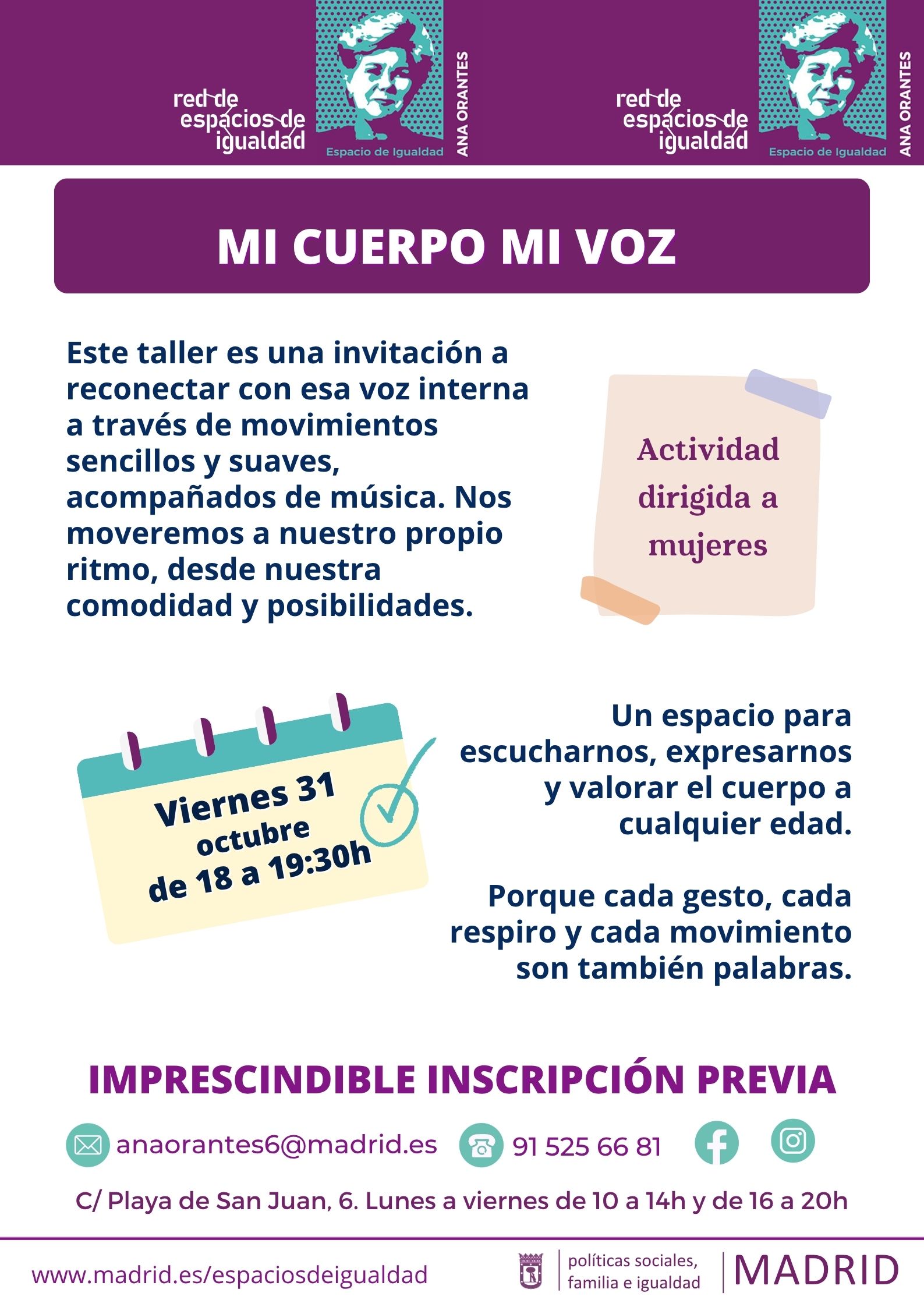 Cartel con el texto contenido en web
