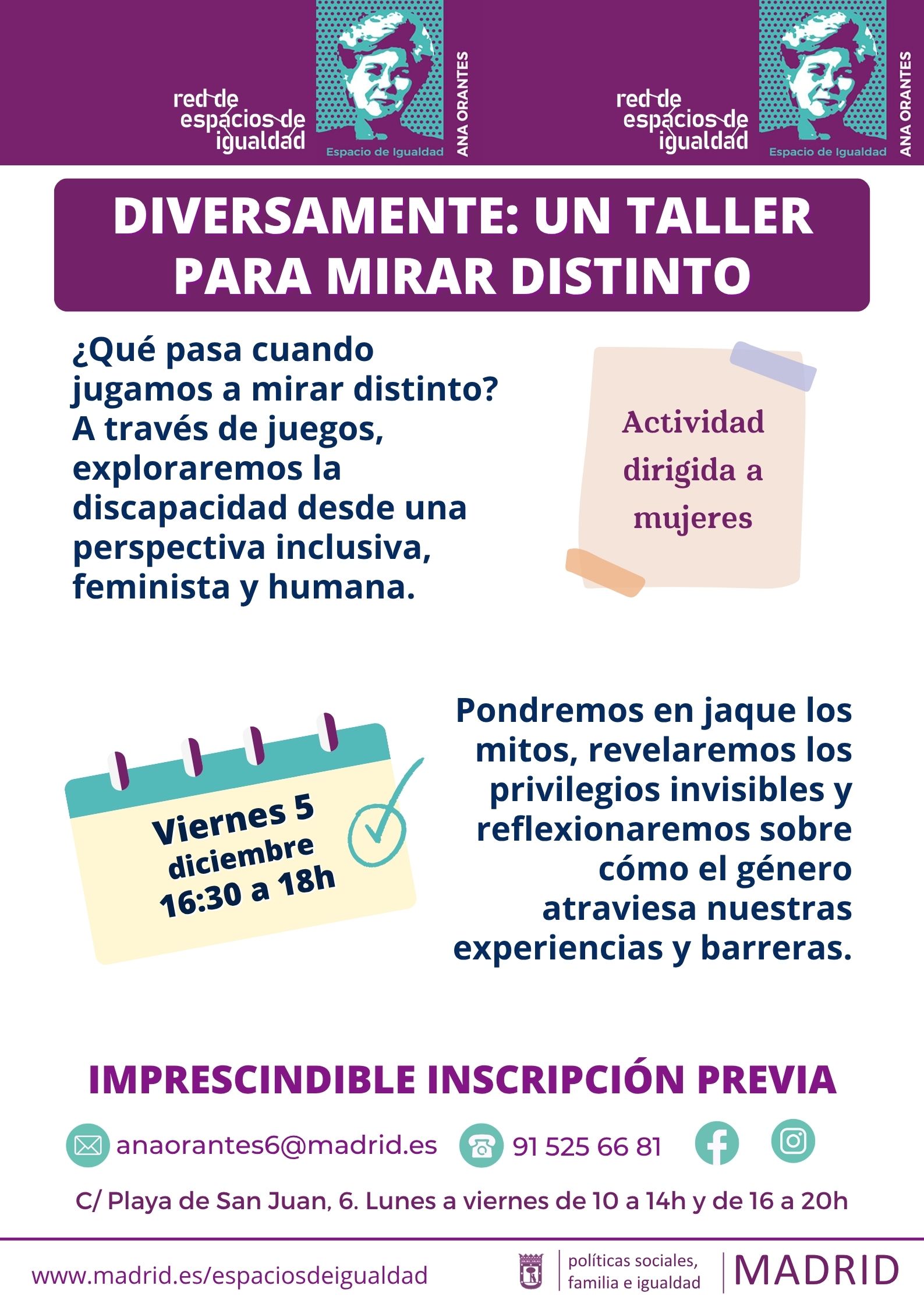 Cartel con texto con la misma información que en web