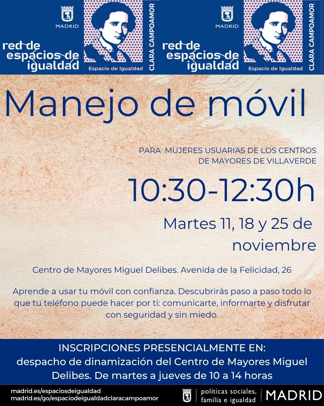 Cartel con el texto contenido en web