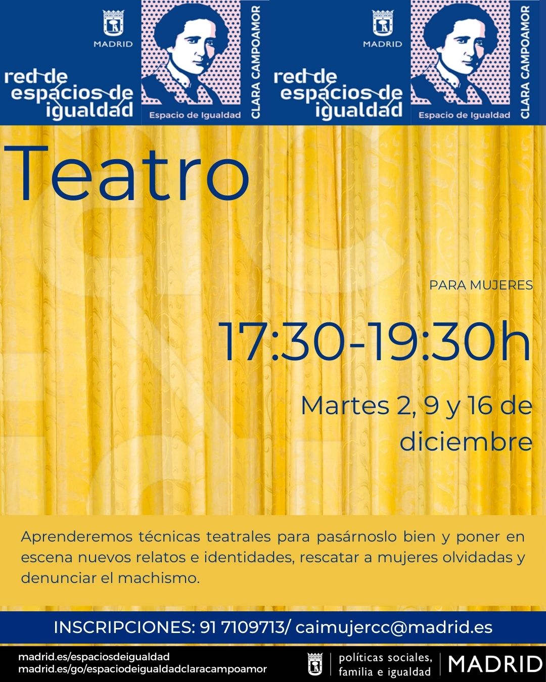 Cartel con el texto contenido en web