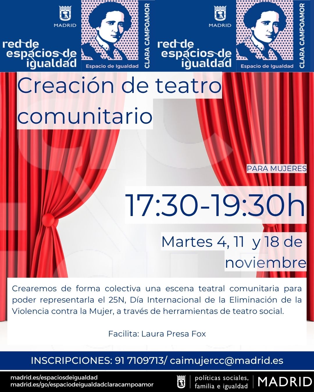 Cartel con texto con la misma información que en web