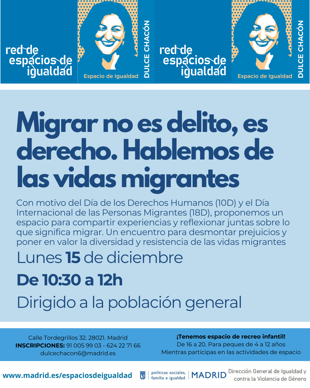 Cartel con texto con la misma información que en web