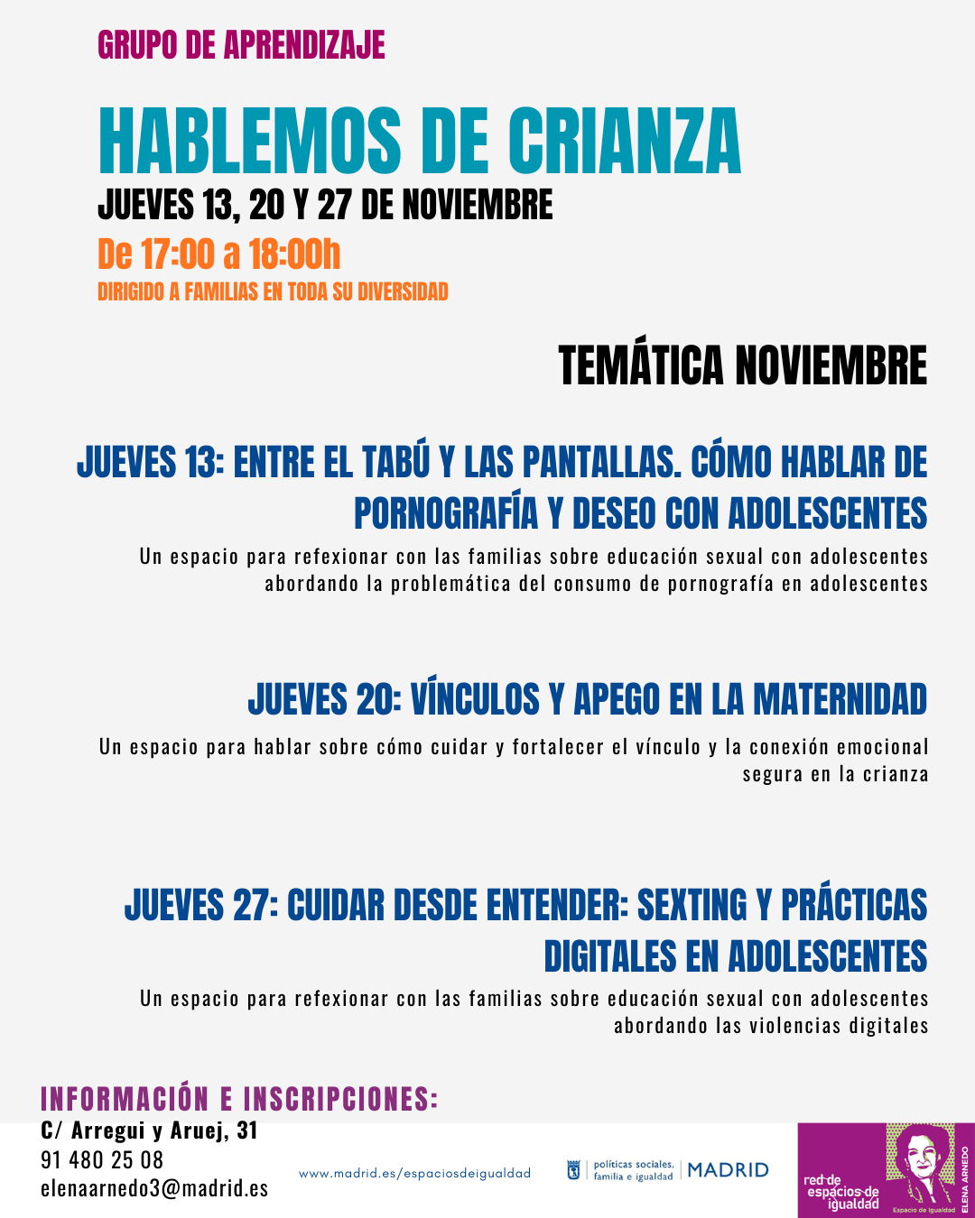 Cartel con el texto contenido en web