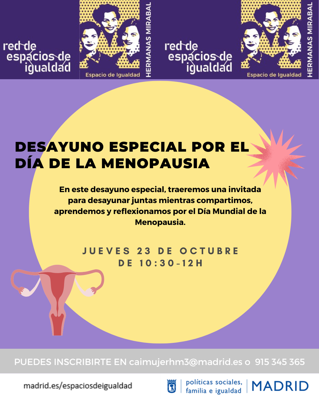 Cartel con texto con la misma información que en web