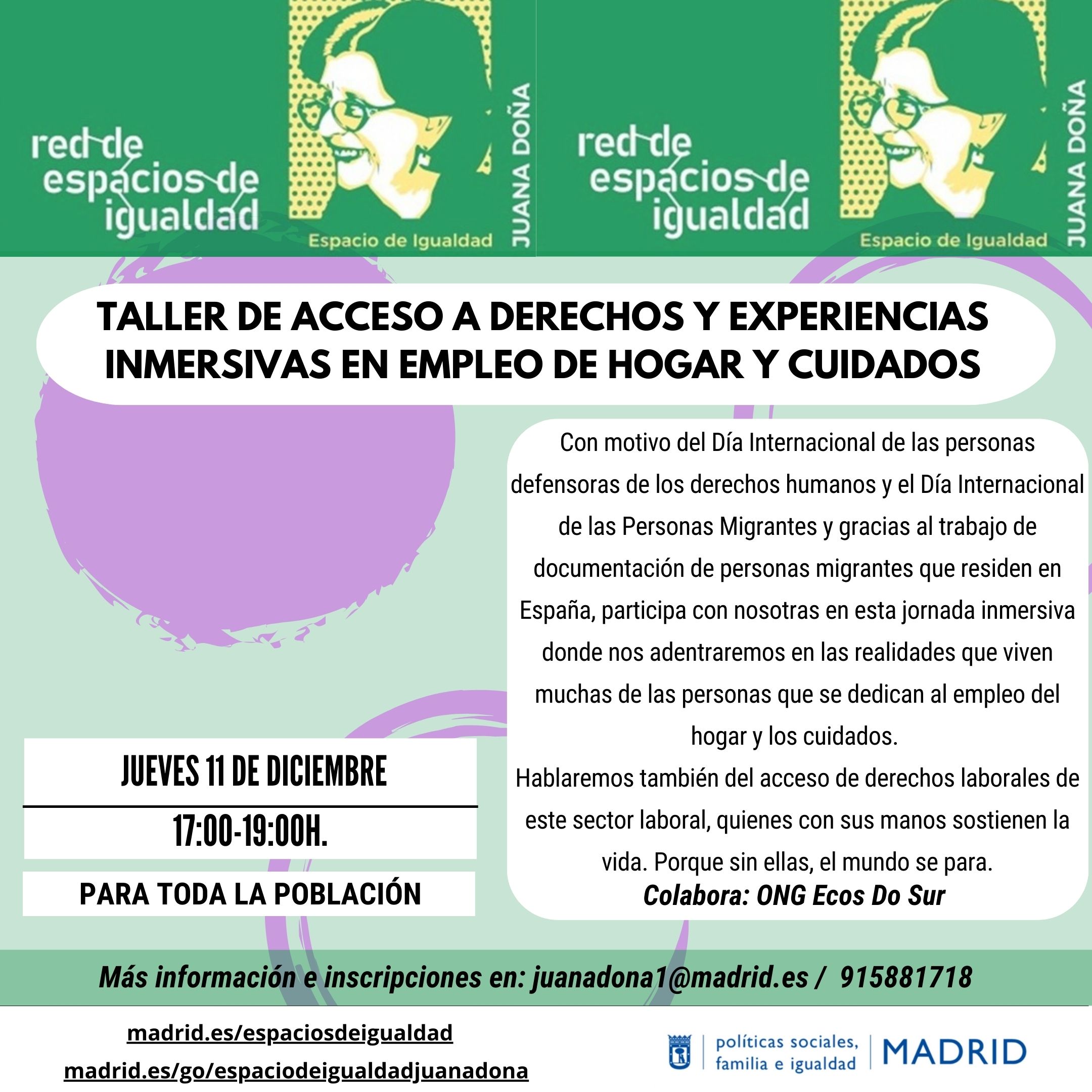 Cartel con texto con la misma información que en web
