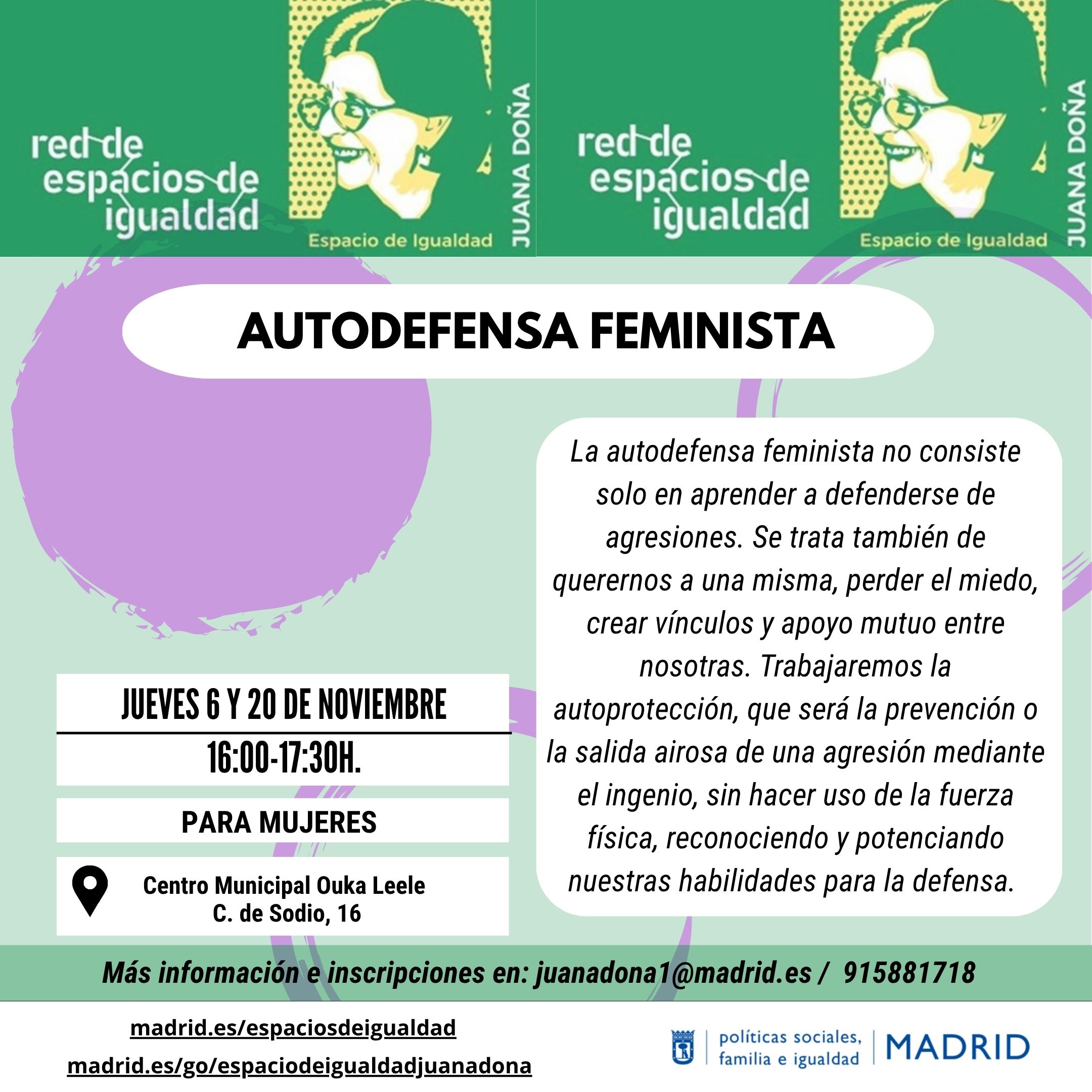 cartel del taller. misma información que en la web