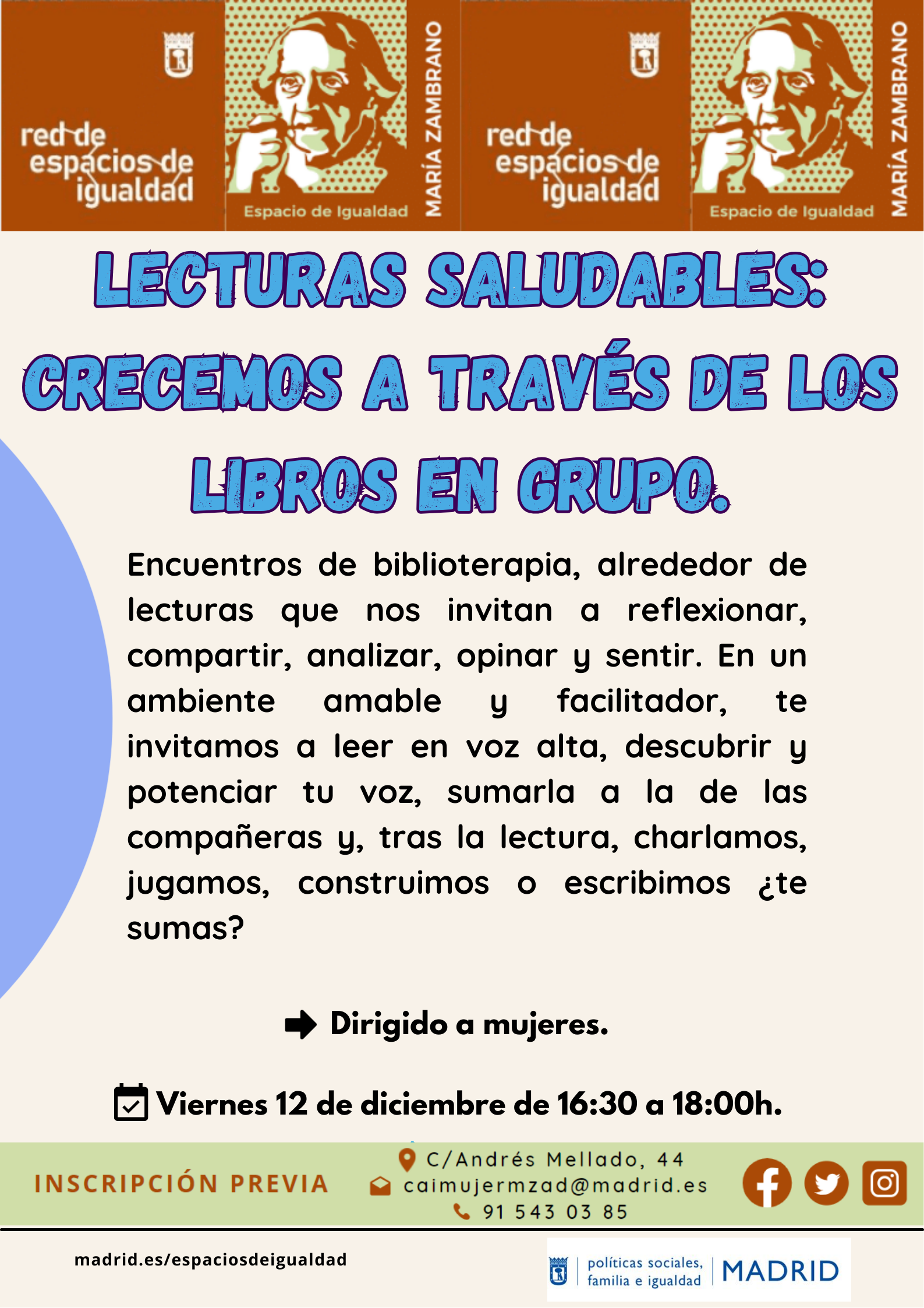 Cartel con texto con la misma información que en web