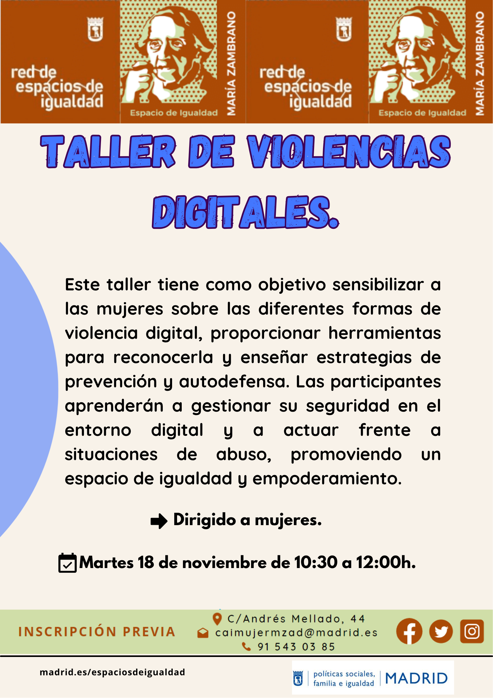 Cartel con el texto contenido en web