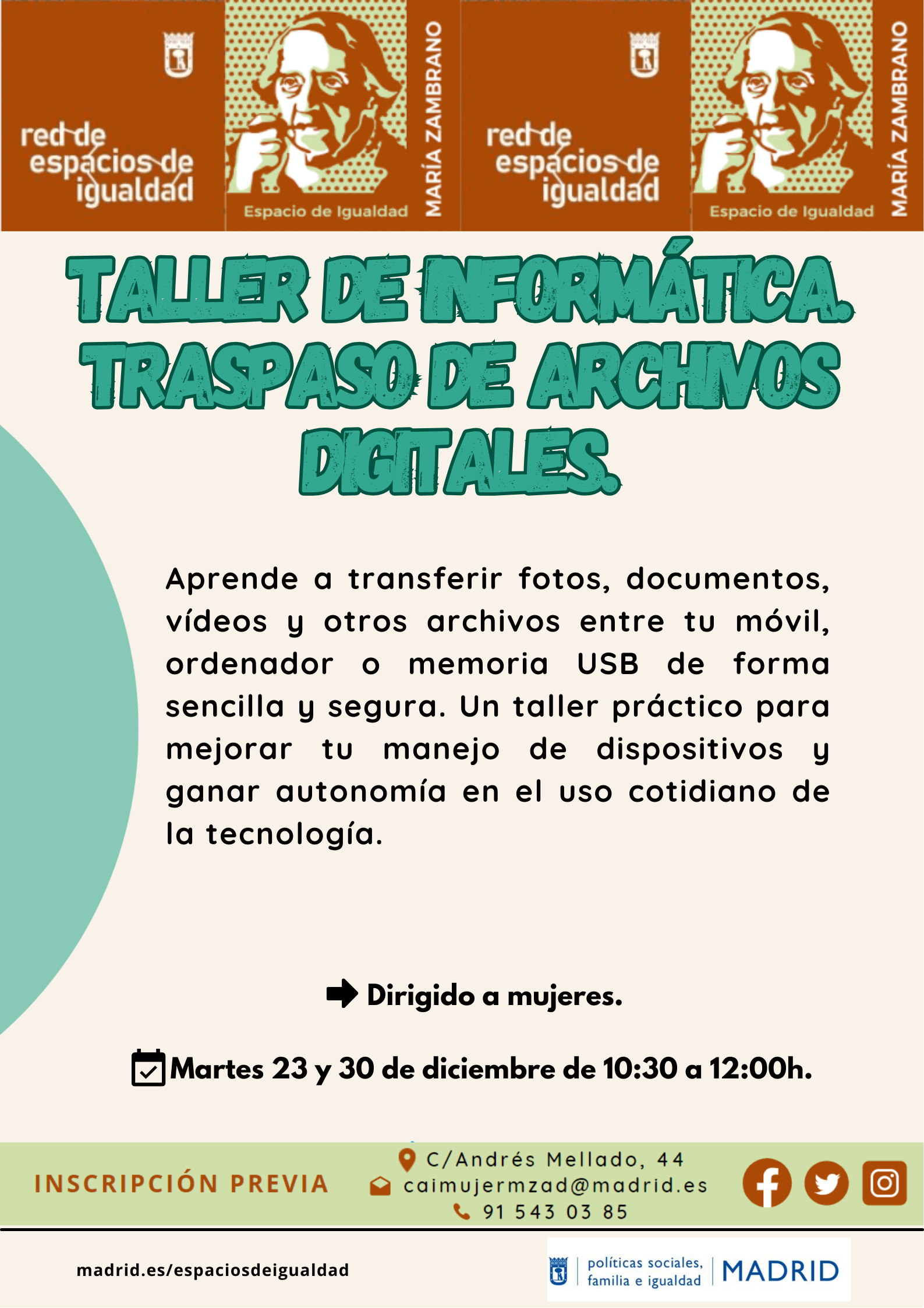 Cartel con el texto contenido en web