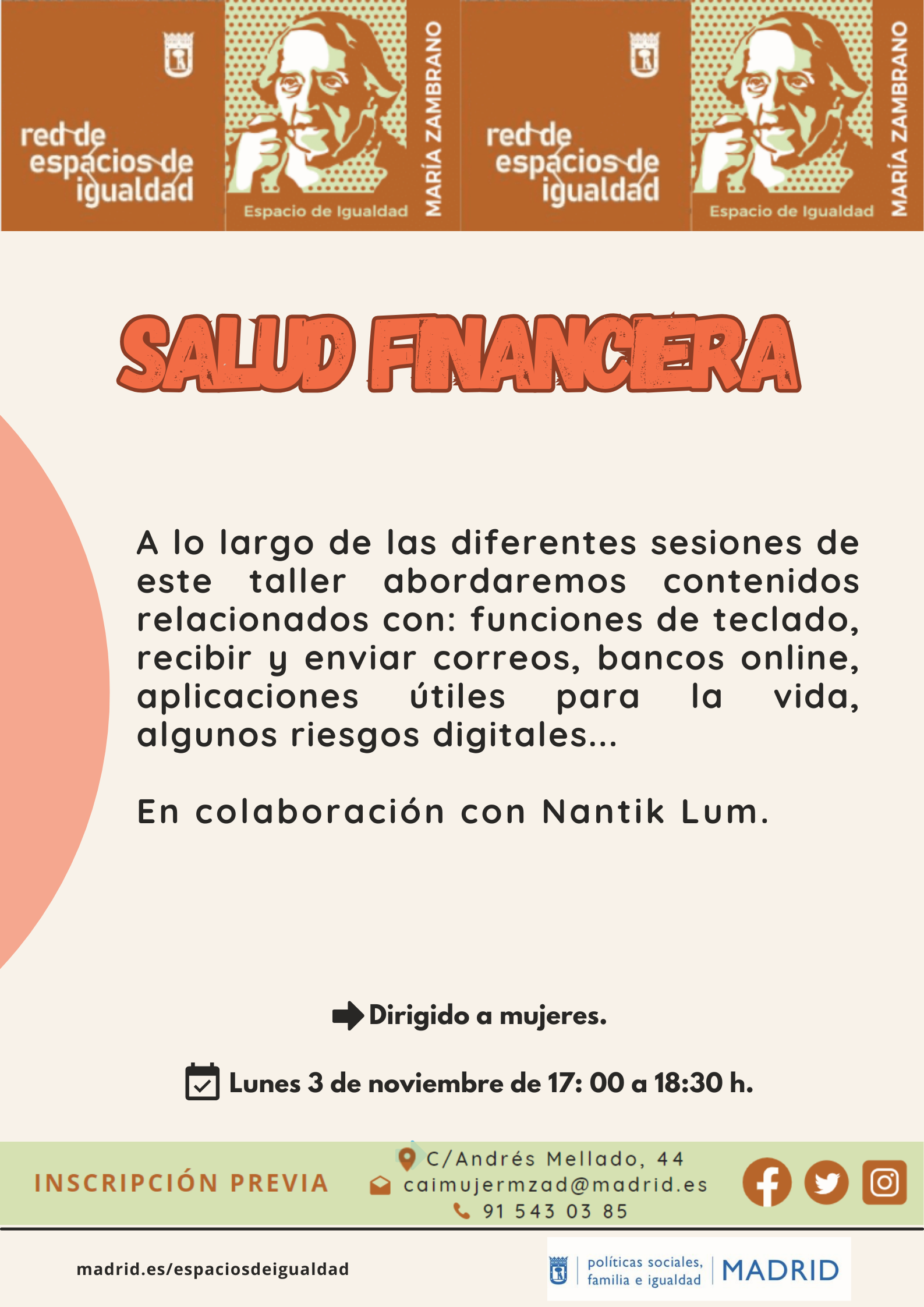 cartel con texto informativo similar a lo publicado en web