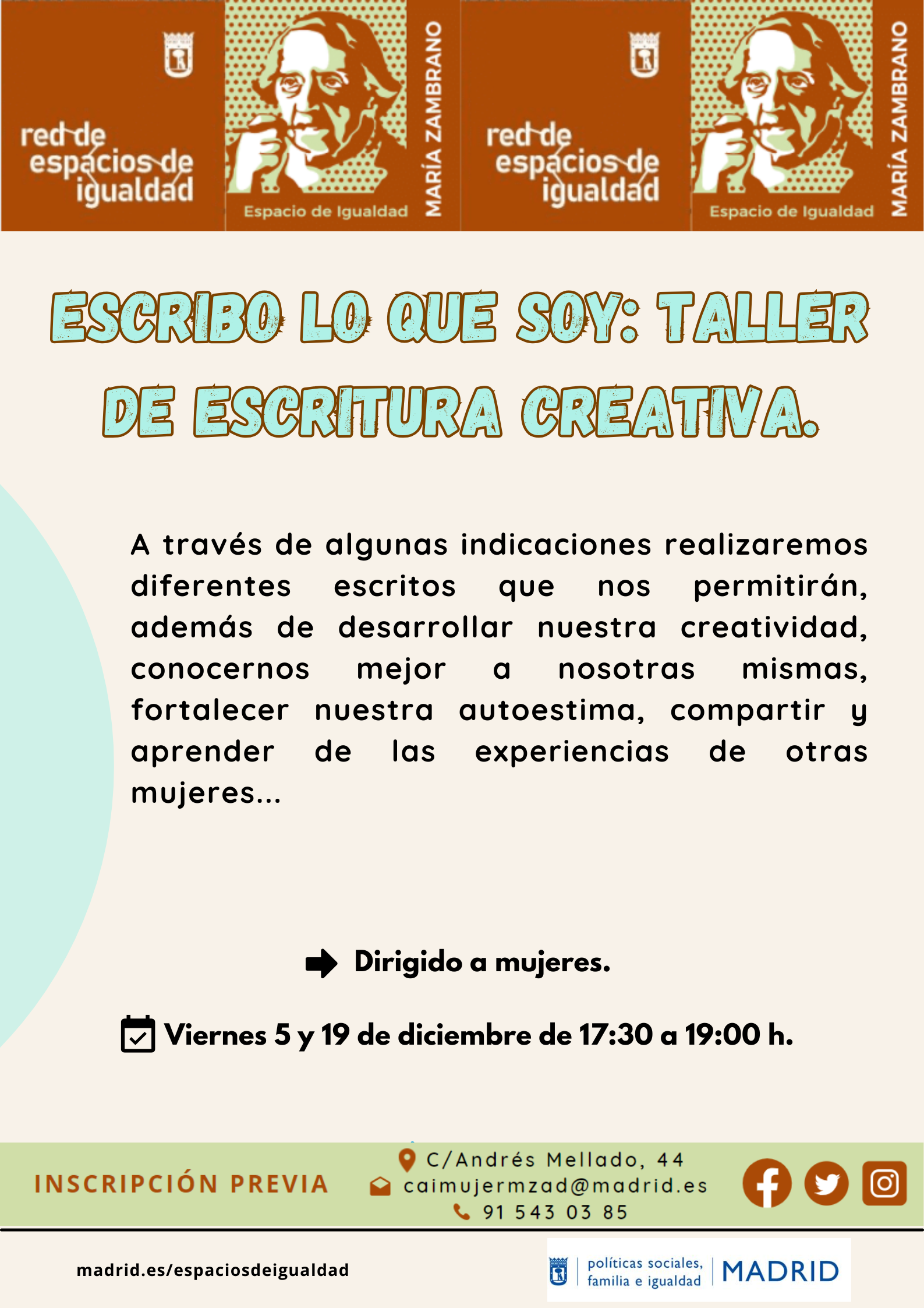 Cartel con texto con la misma información que en web