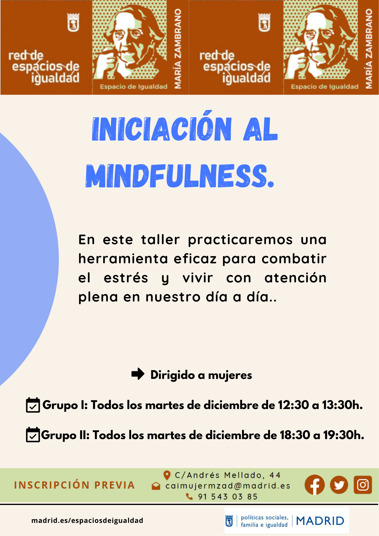 Cartel con el texto contenido en web