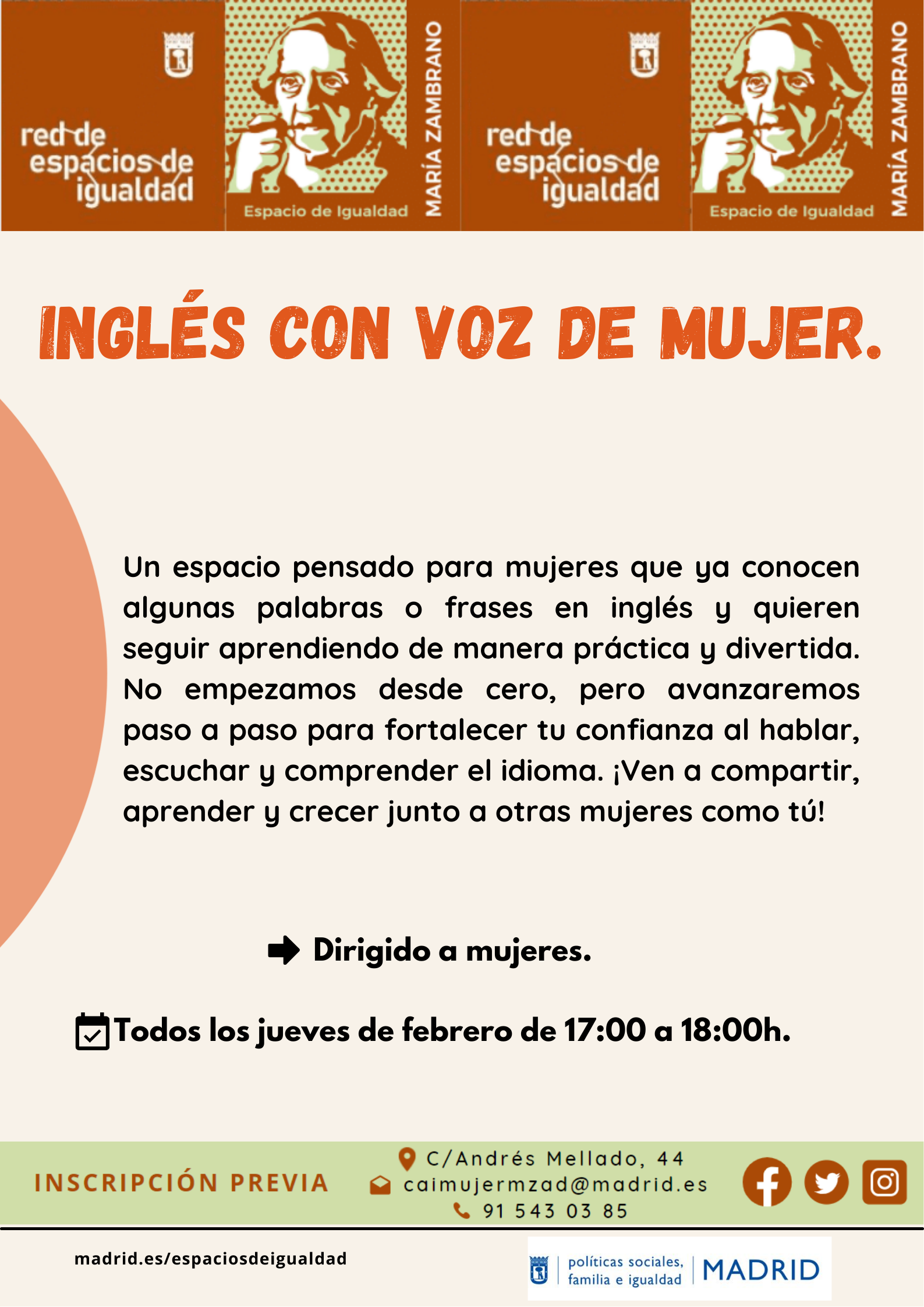 Cartel con el texto contenido en web