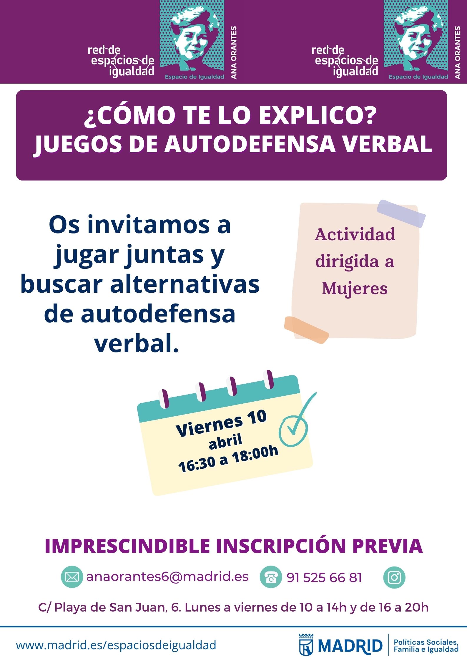 Cartel con el texto contenido en web