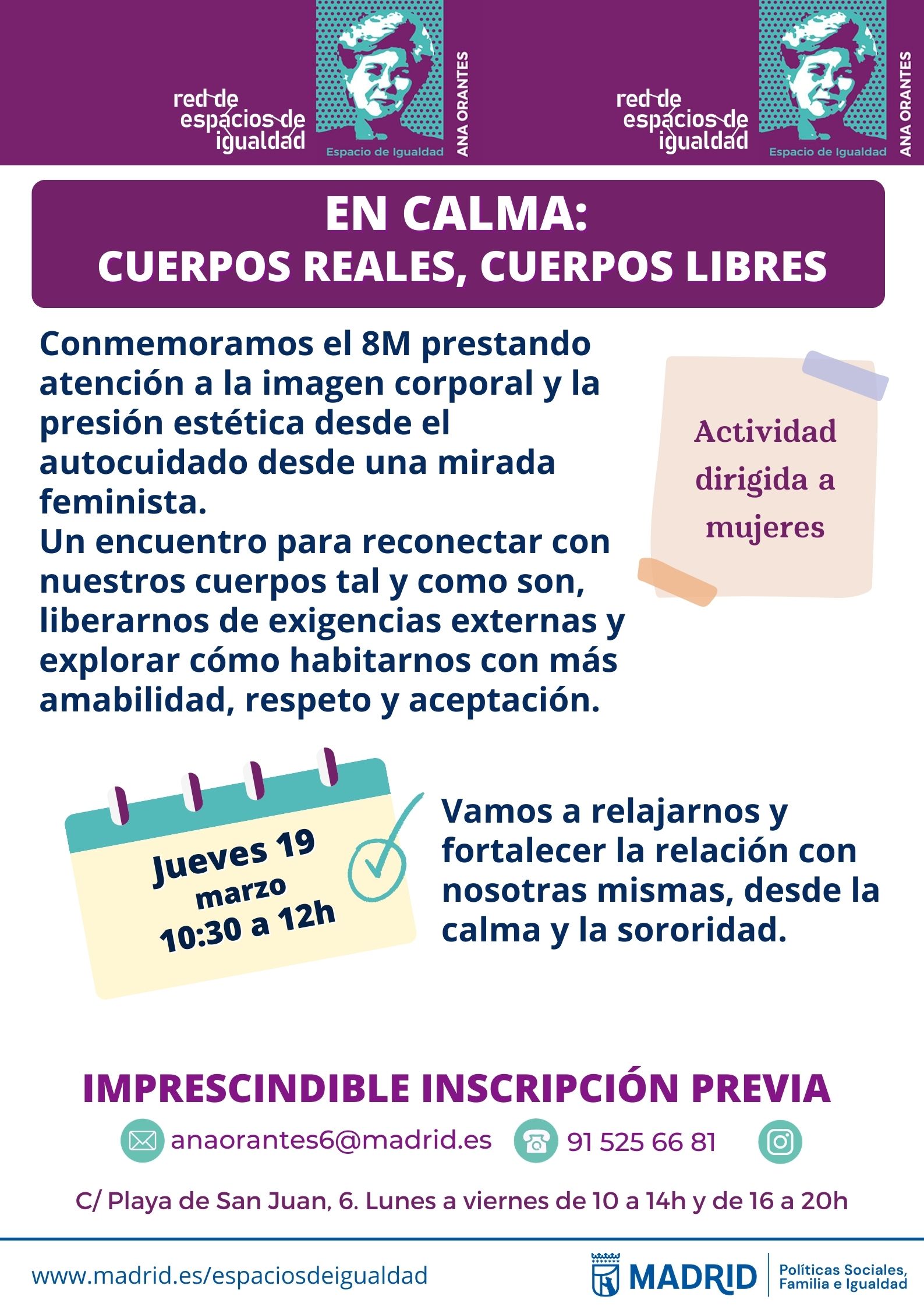 Cartel con el texto contenido en web