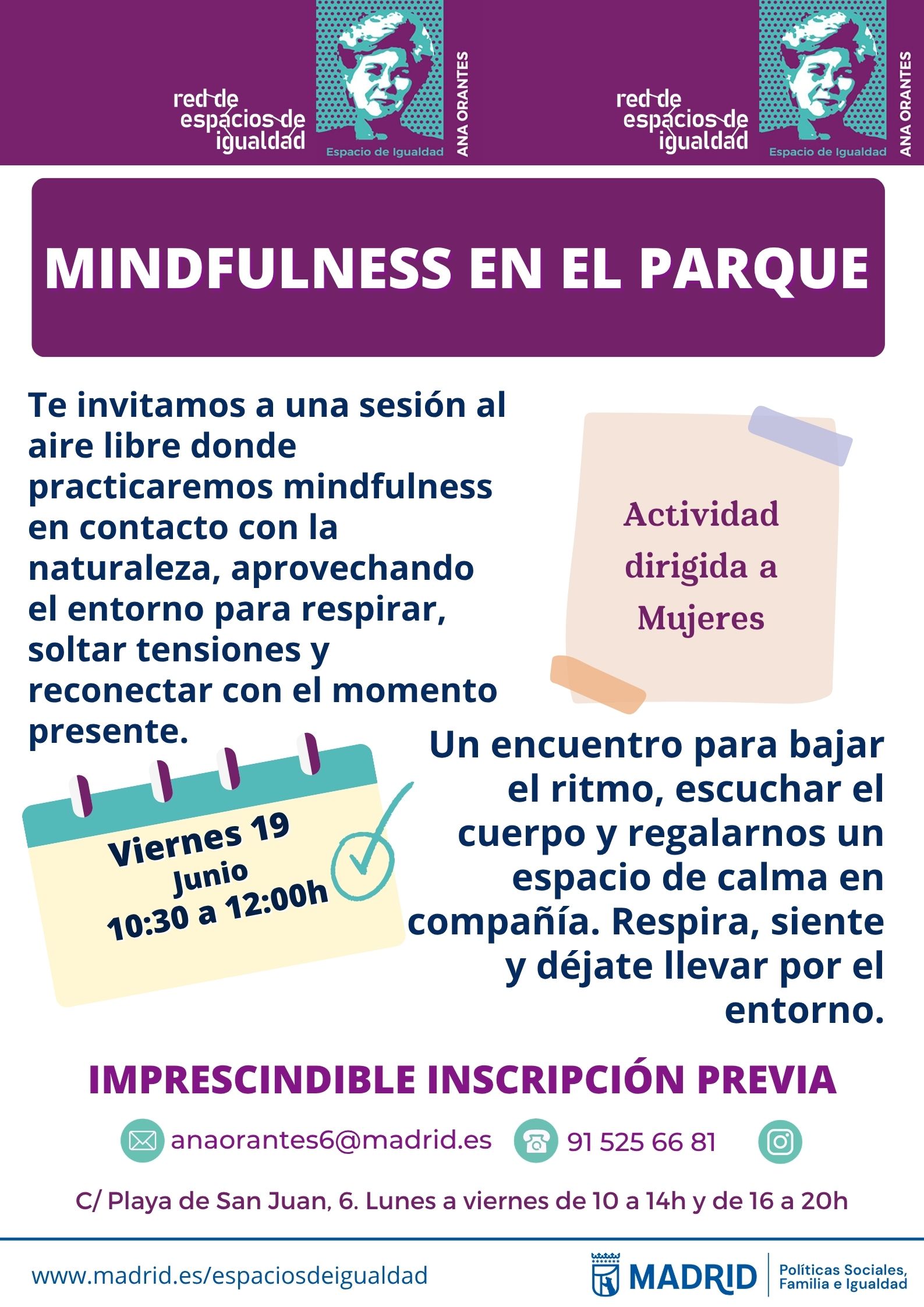 Cartel con el texto contenido en web