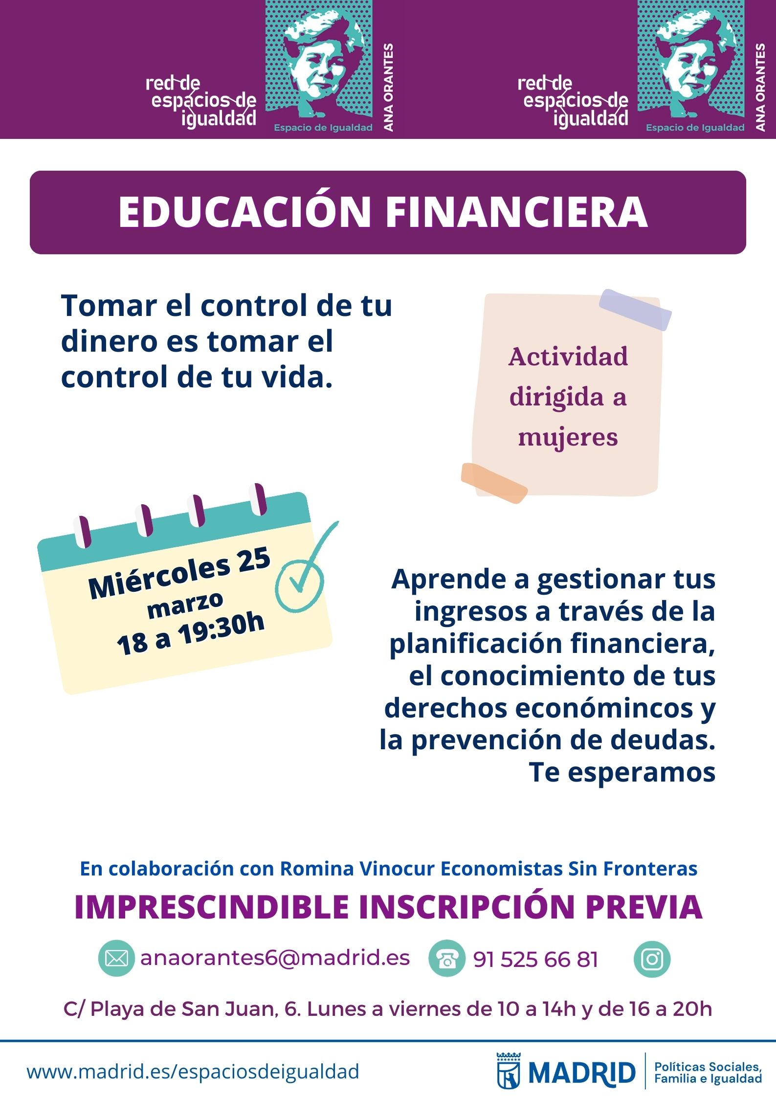 Cartel con el texto contenido en web