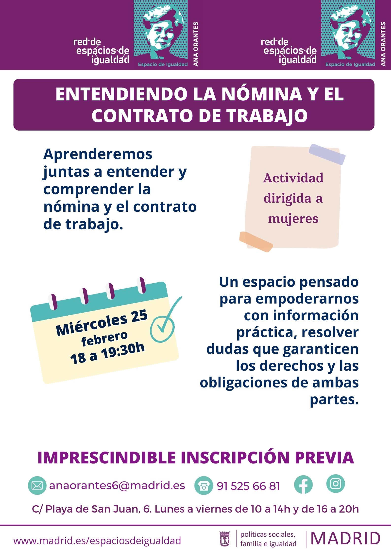Cartel con el texto contenido en web