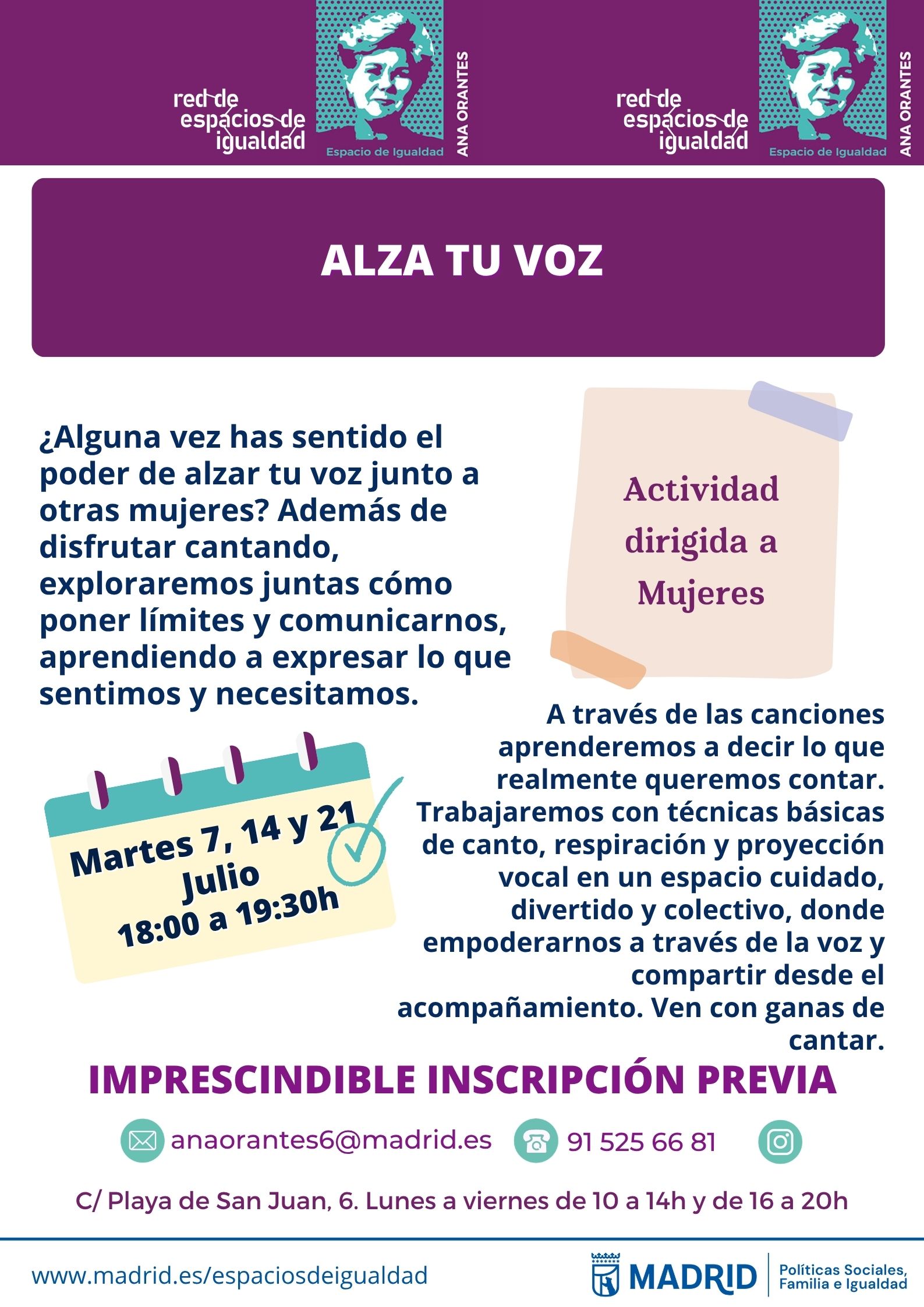 Cartel con el texto contenido en web