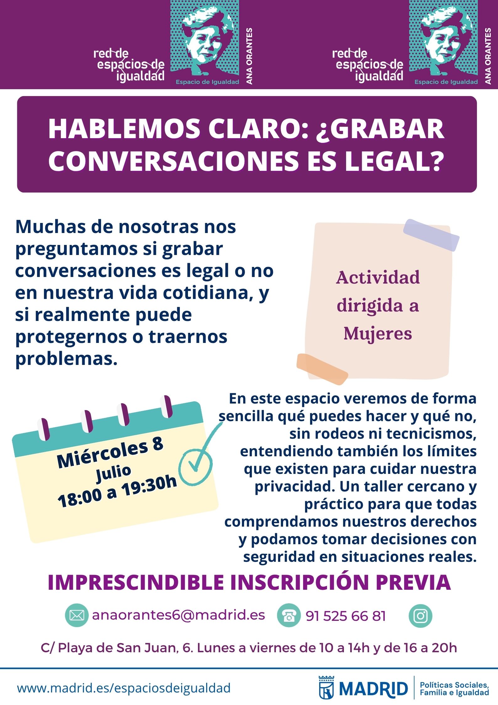Cartel con el texto contenido en web