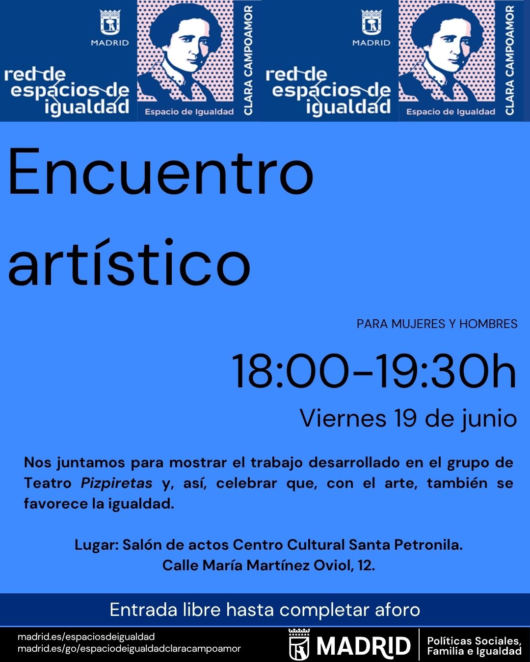 Cartel con el texto contenido en la web