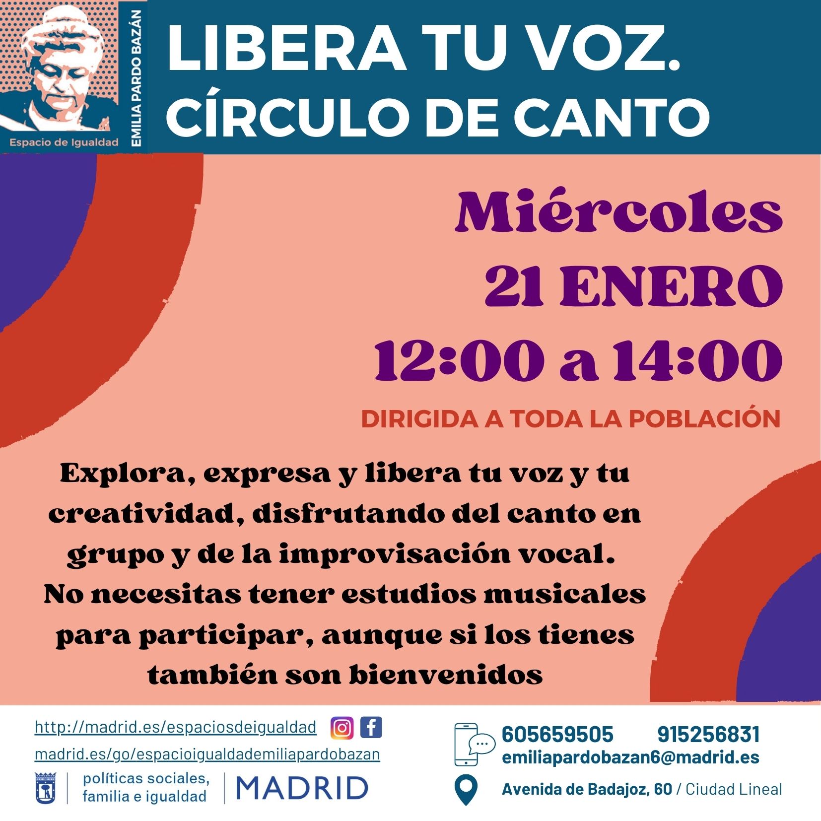 Cartel con el texto contenido en web