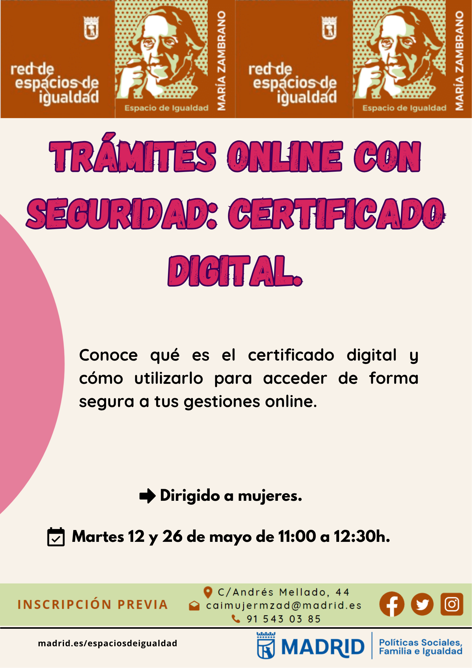 Cartel con el texto contenido en web