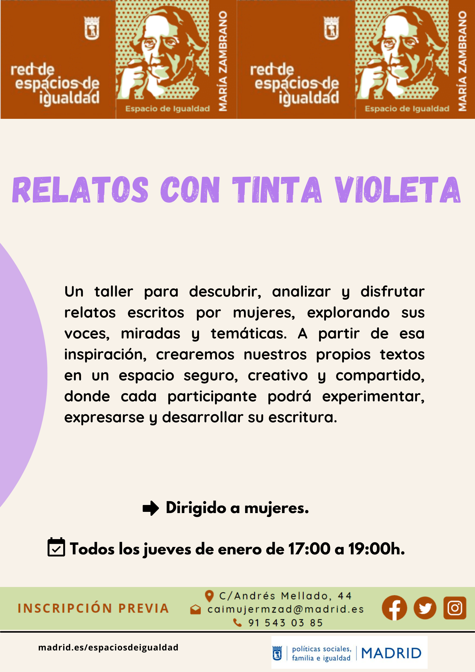 Cartel con el texto contenido en web